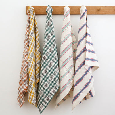 Checked Cotton Kitchen Towel - Green