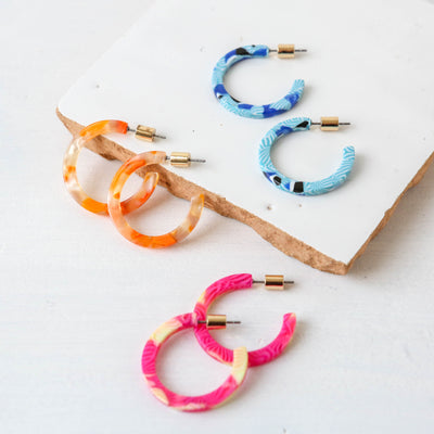 Emma Thin Resin Hoop Earrings