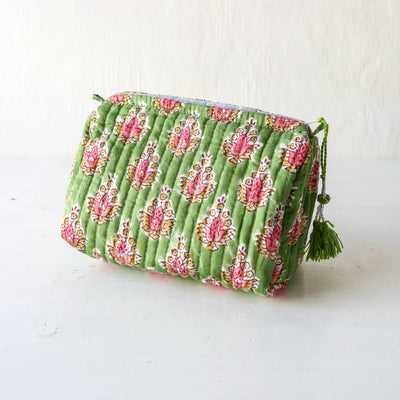 Quilted Cotton Wash Bag - Small