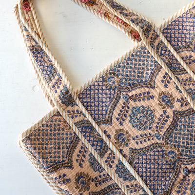 Quilted Cotton Shoulder Tote