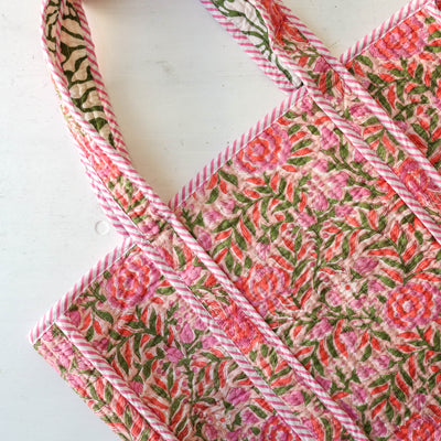 Quilted Cotton Shoulder Tote