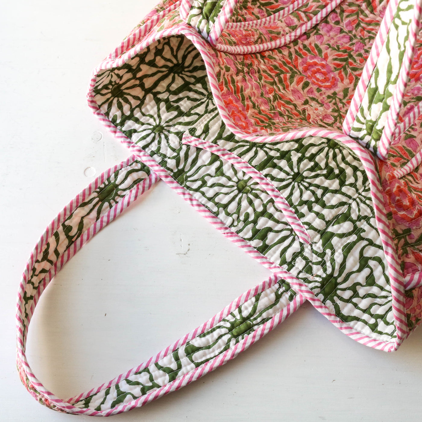 Quilted Cotton Shoulder Tote