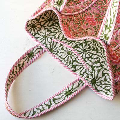 Quilted Cotton Shoulder Tote