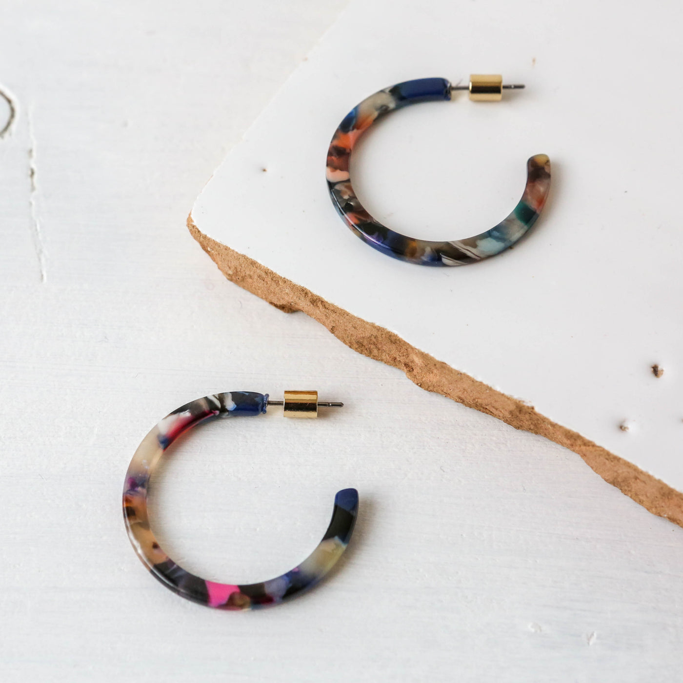 Camille Medium Sized Resin Hoop Earrings