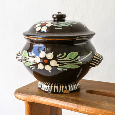 Vintage Slipware Lidded Casserole Pot