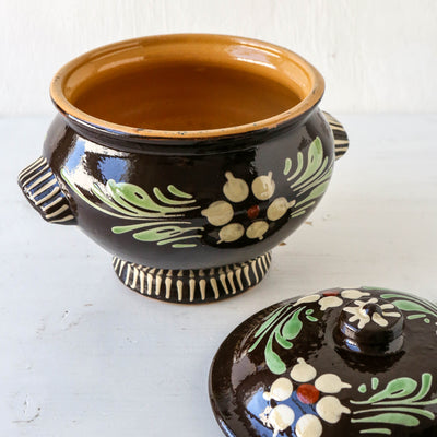 Vintage Slipware Lidded Casserole Pot