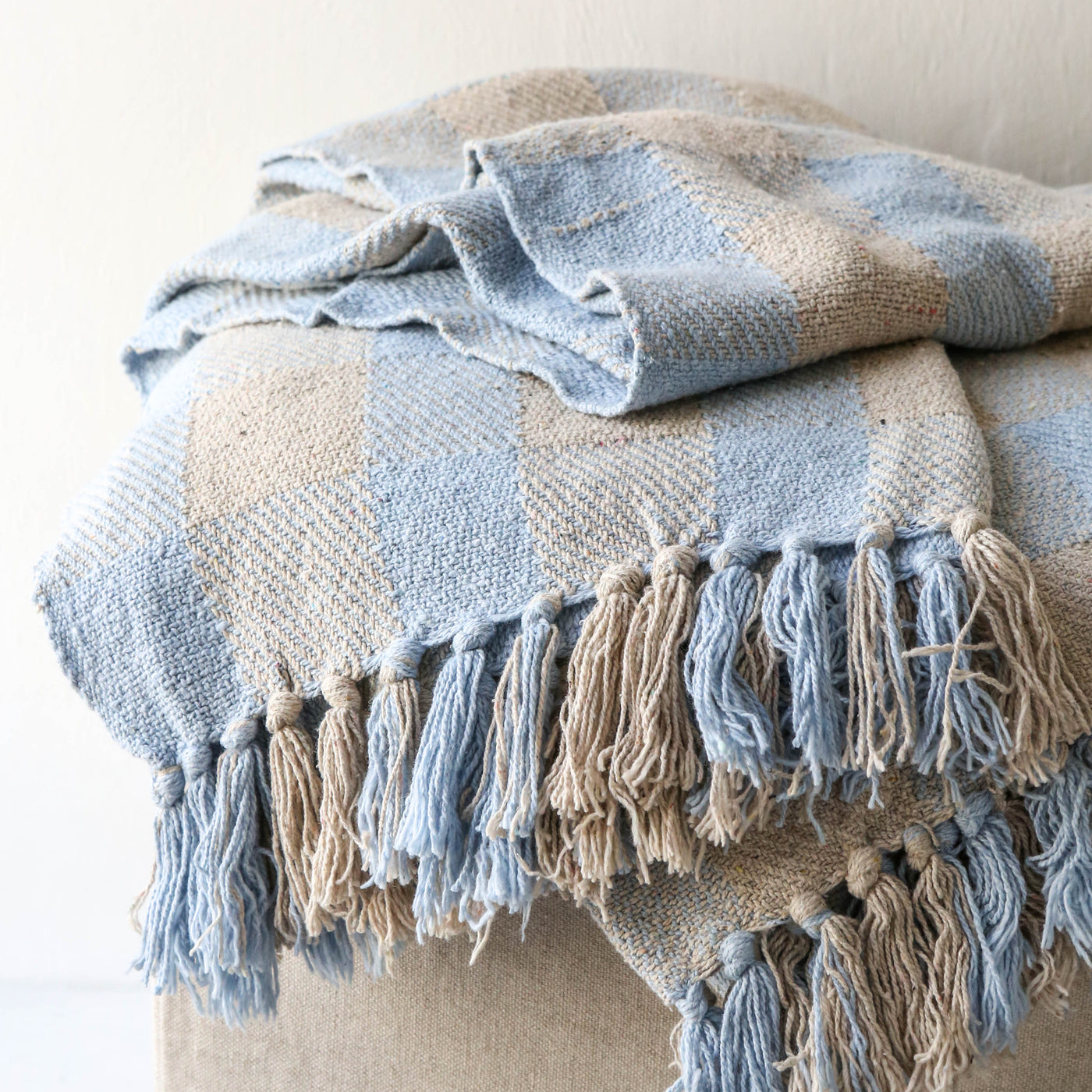 Largs Blue Recycled Cotton Throw