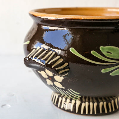 Vintage Slipware Lidded Casserole Pot