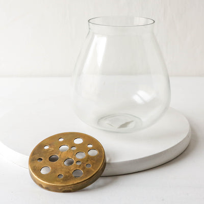 Glass Lidded Stem Vase - Rounded
