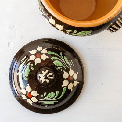 Vintage Slipware Lidded Casserole Pot
