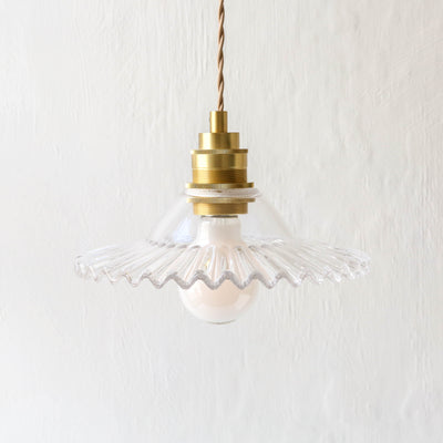 Pressed Ripple Glass Pendant Light - Fluted