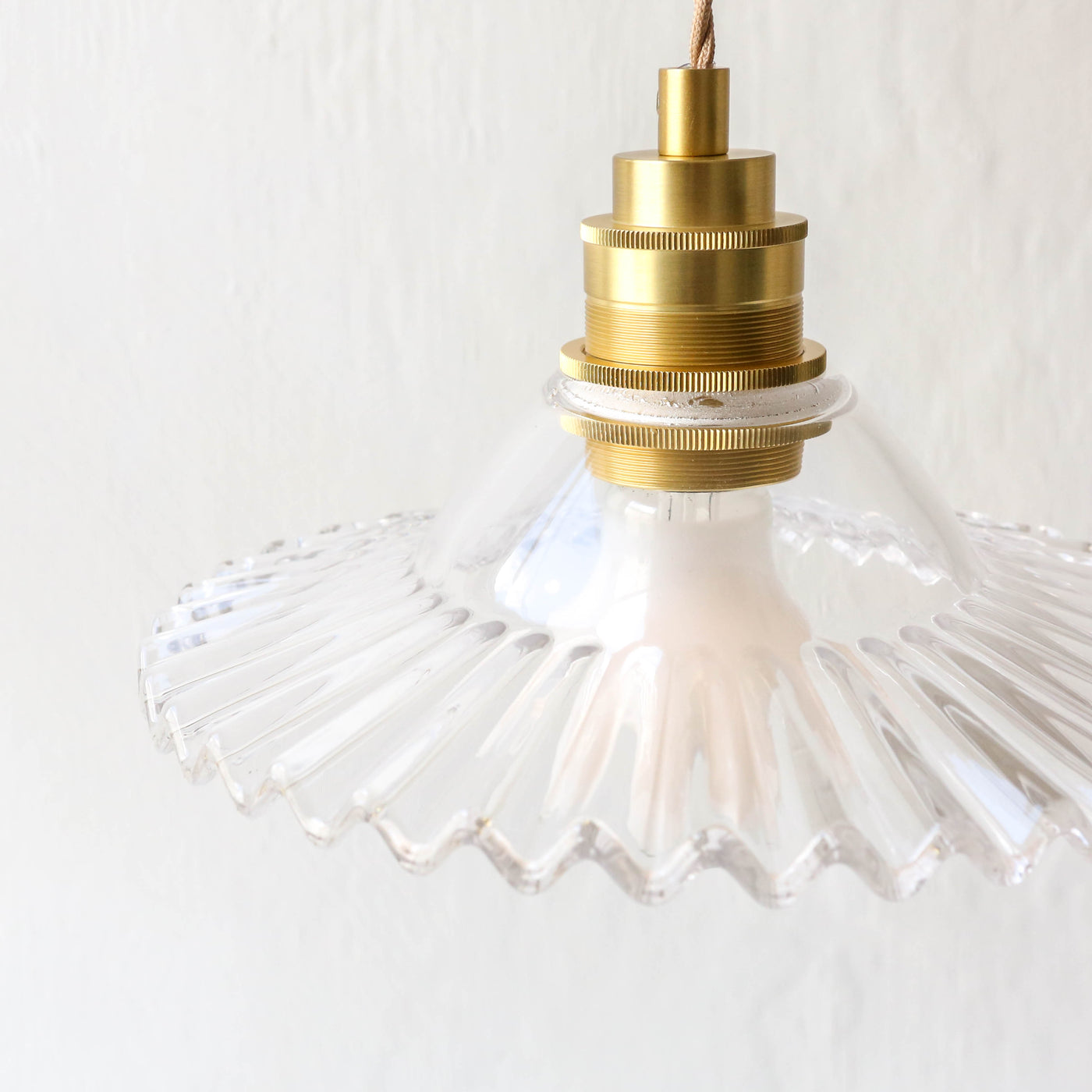 Pressed Ripple Glass Pendant Light - Fluted