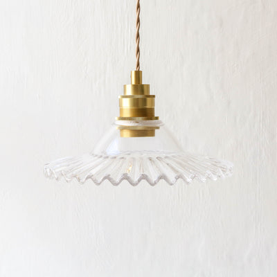 Pressed Ripple Glass Pendant Light - Fluted