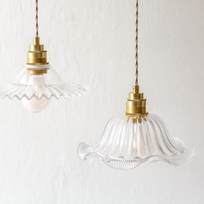 Pressed Ripple Glass Pendant Light - Fluted