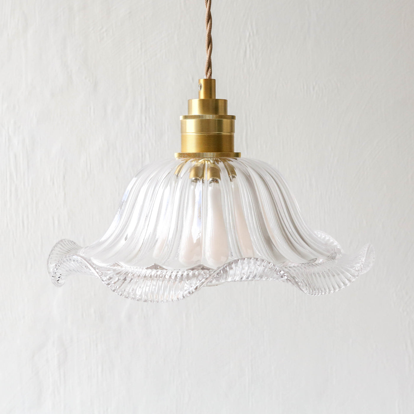 Pressed Ripple Glass Pendant Light - Wavy