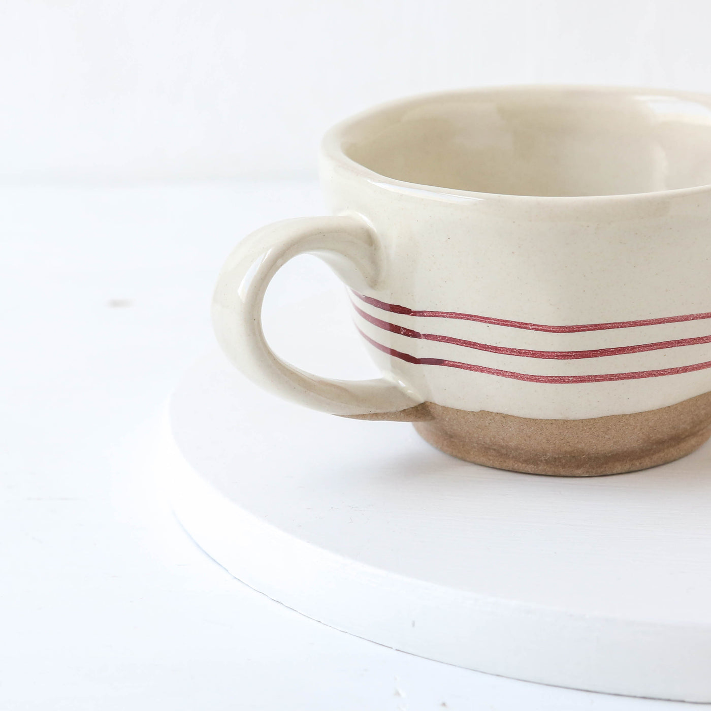 Hand-painted Breton Stripe Tea Cup - Brick