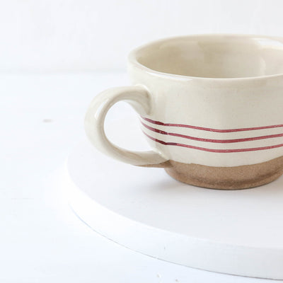 Hand-painted Breton Stripe Tea Cup - Brick