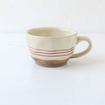 Hand-painted Breton Stripe Tea Cup - Brick