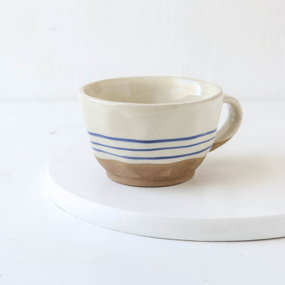 Hand-painted Breton Stripe Tea Cup - Ink
