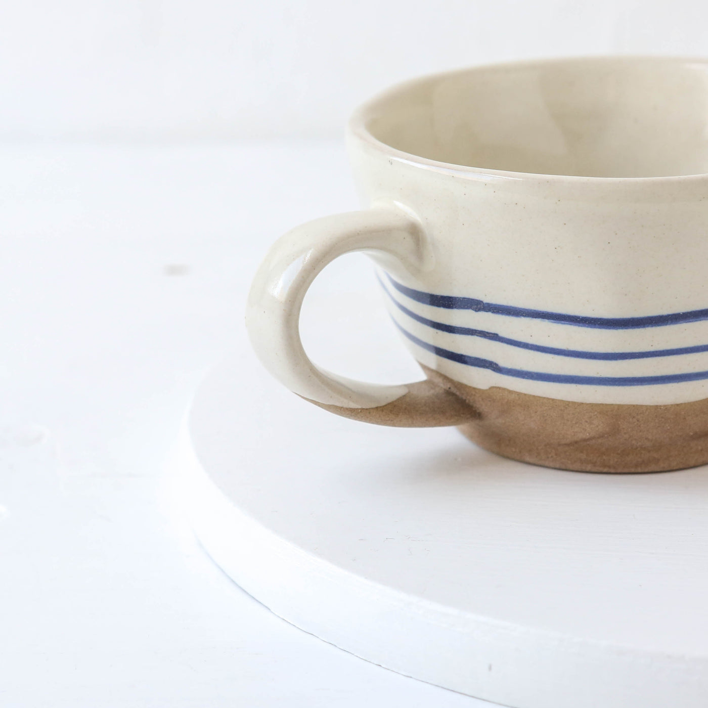 Hand-painted Breton Stripe Tea Cup - Ink