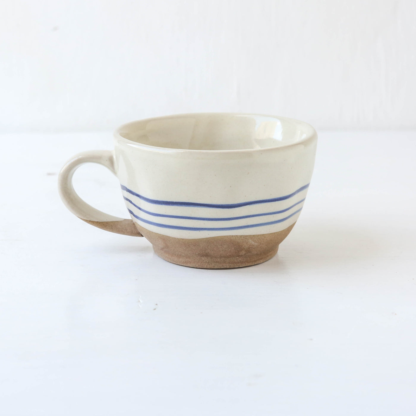 Hand-painted Breton Stripe Tea Cup - Ink