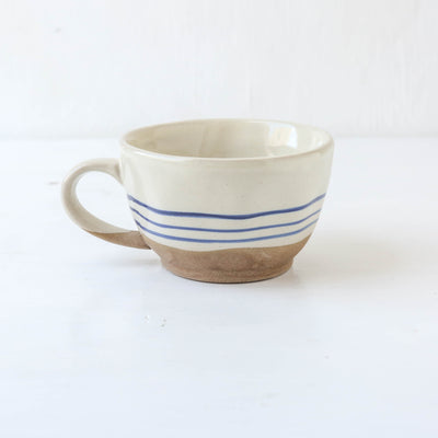Hand-painted Breton Stripe Tea Cup - Ink