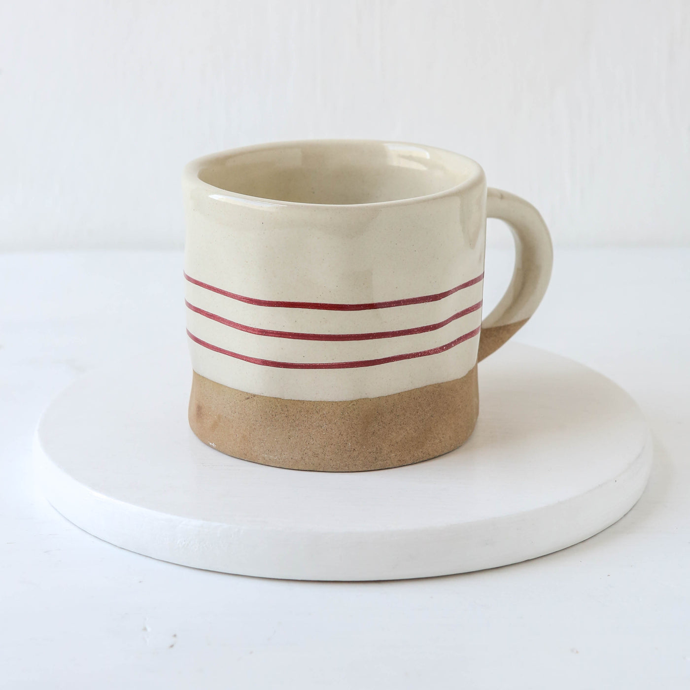 Hand-painted Breton Stripe Mug - Brick