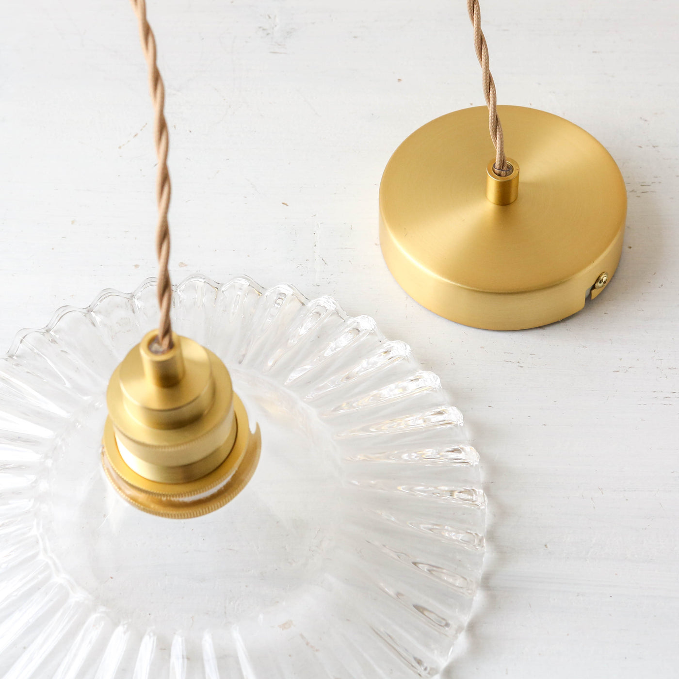 Pressed Ripple Glass Pendant Light - Fluted