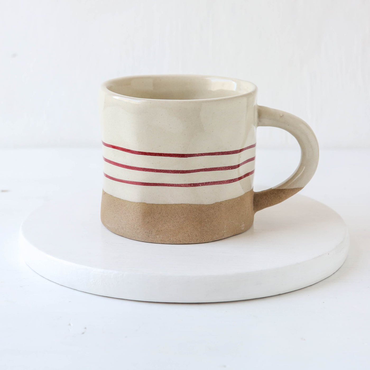 Hand-painted Breton Stripe Mug - Brick