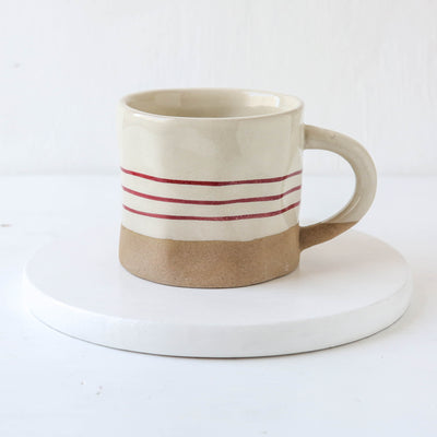 Hand-painted Breton Stripe Mug - Brick