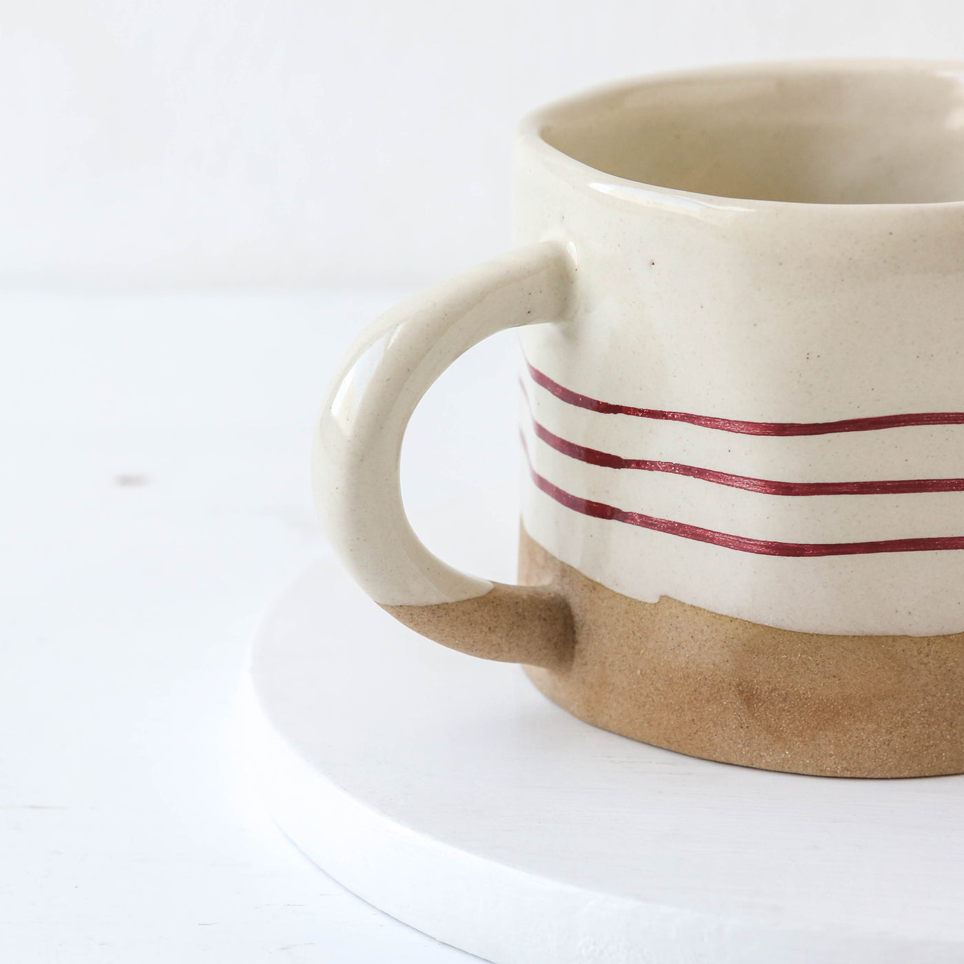 Hand-painted Breton Stripe Mug - Brick