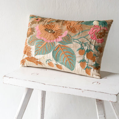 Troon Embroidered Cotton Cushion