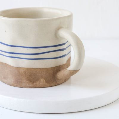 Hand-painted Breton Stripe Mug - Ink