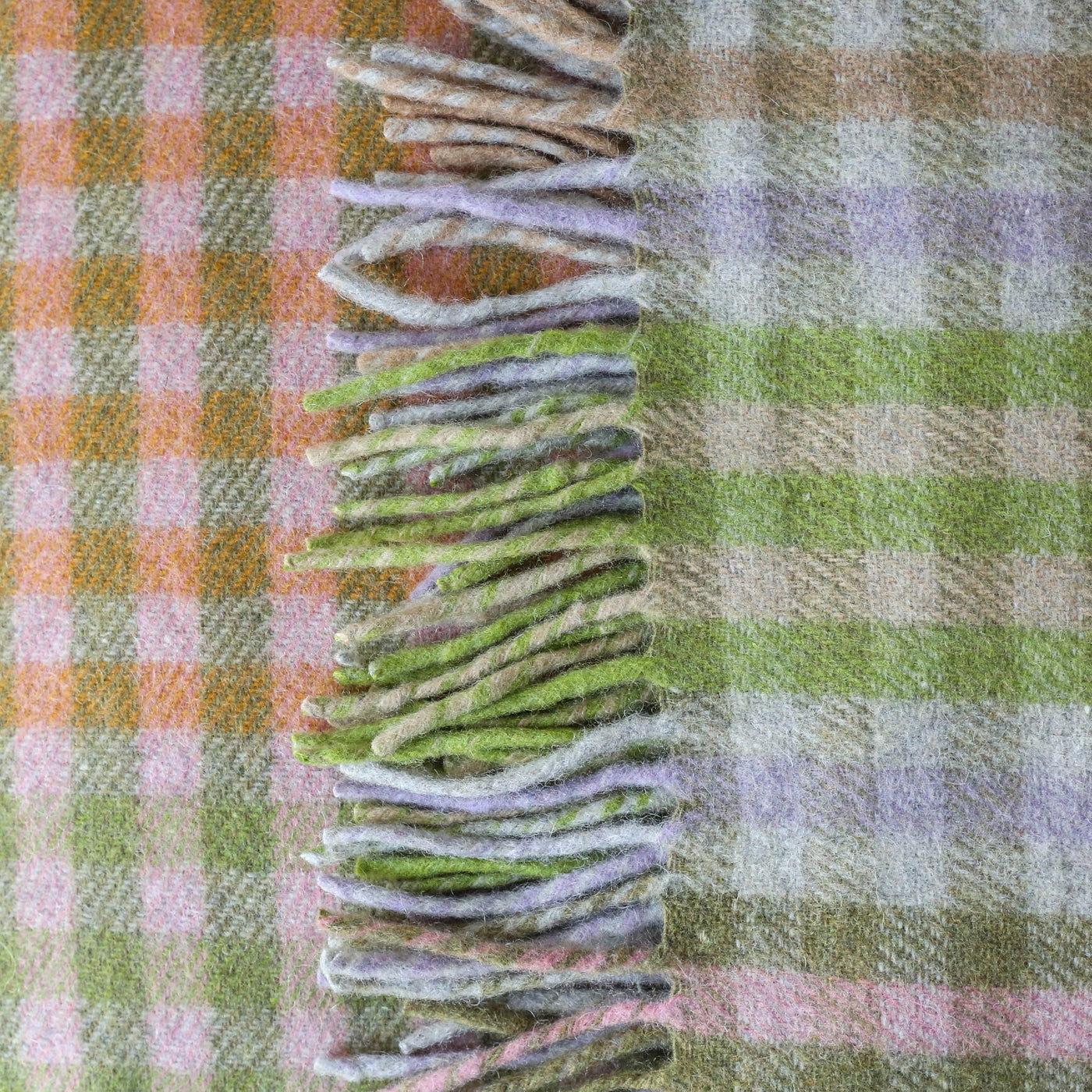 Recycled Wool Blanket - Lilac Grid Micro Gingham