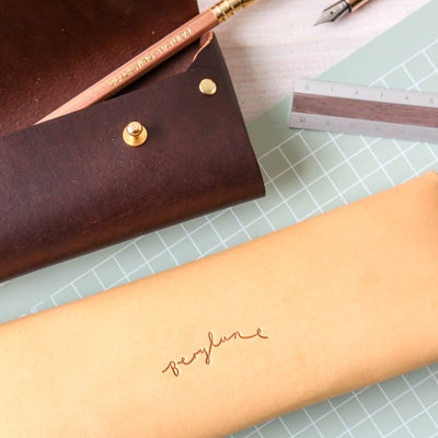 Luxury Leather Pencil Case - Natural