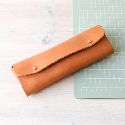 Luxury Leather Pencil Case - Tan