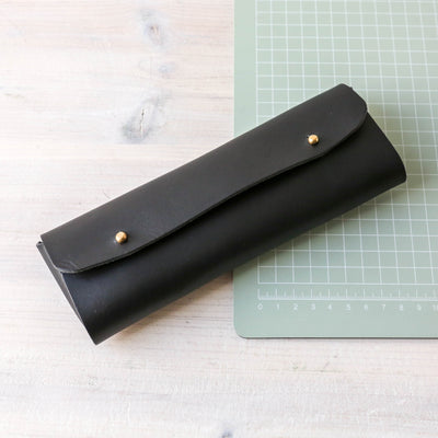 Luxury Leather Pencil Case - Black