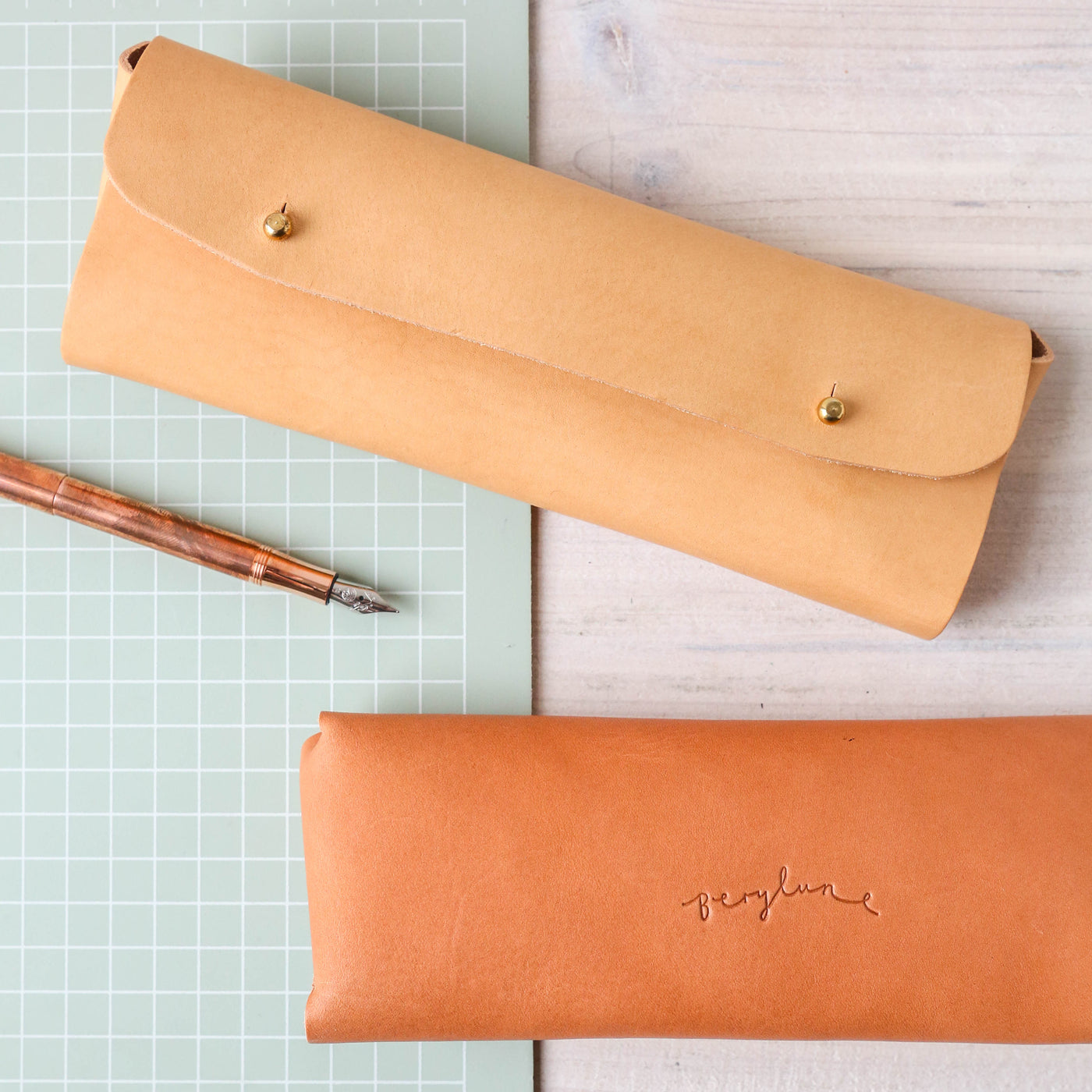 Luxury Leather Pencil Case - Natural