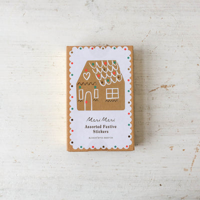Box of Festive Christmas Stickers - Gingerbread House