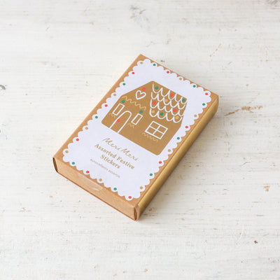 Box of Festive Christmas Stickers - Gingerbread House