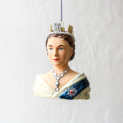 Young Queen Elizabeth II Glass Tree Decoration