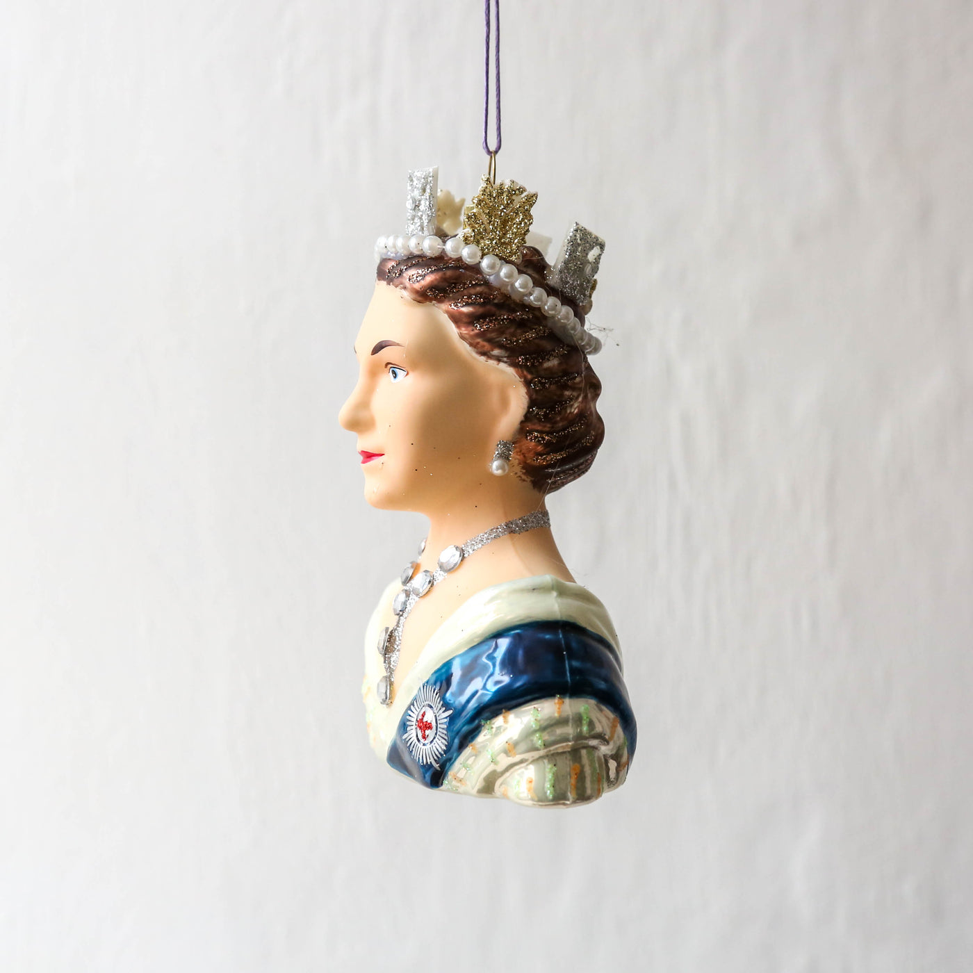 Young Queen Elizabeth II Glass Tree Decoration