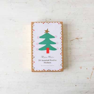 Box of Festive Christmas Stickers - Christmas Tree