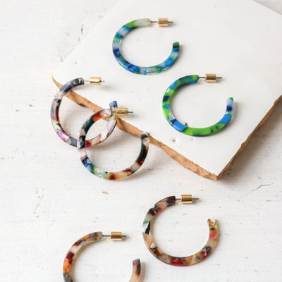 Camille Medium Sized Resin Hoop Earrings