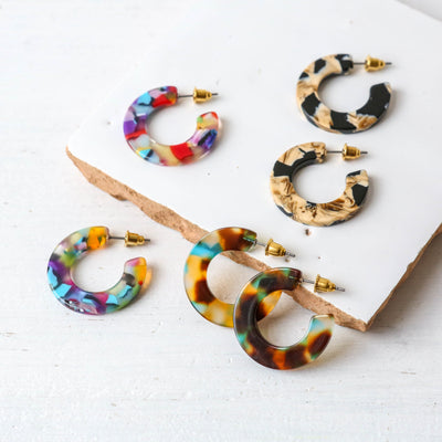 Jessica Flat Resin Hoop Earrings