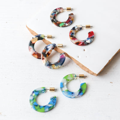 Camille Flat Resin Hoop Earrings