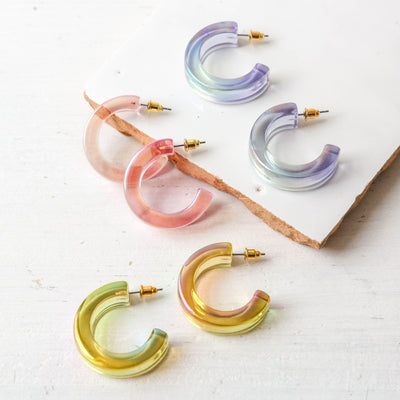 Celia Two Tone Resin Hoop Earrings