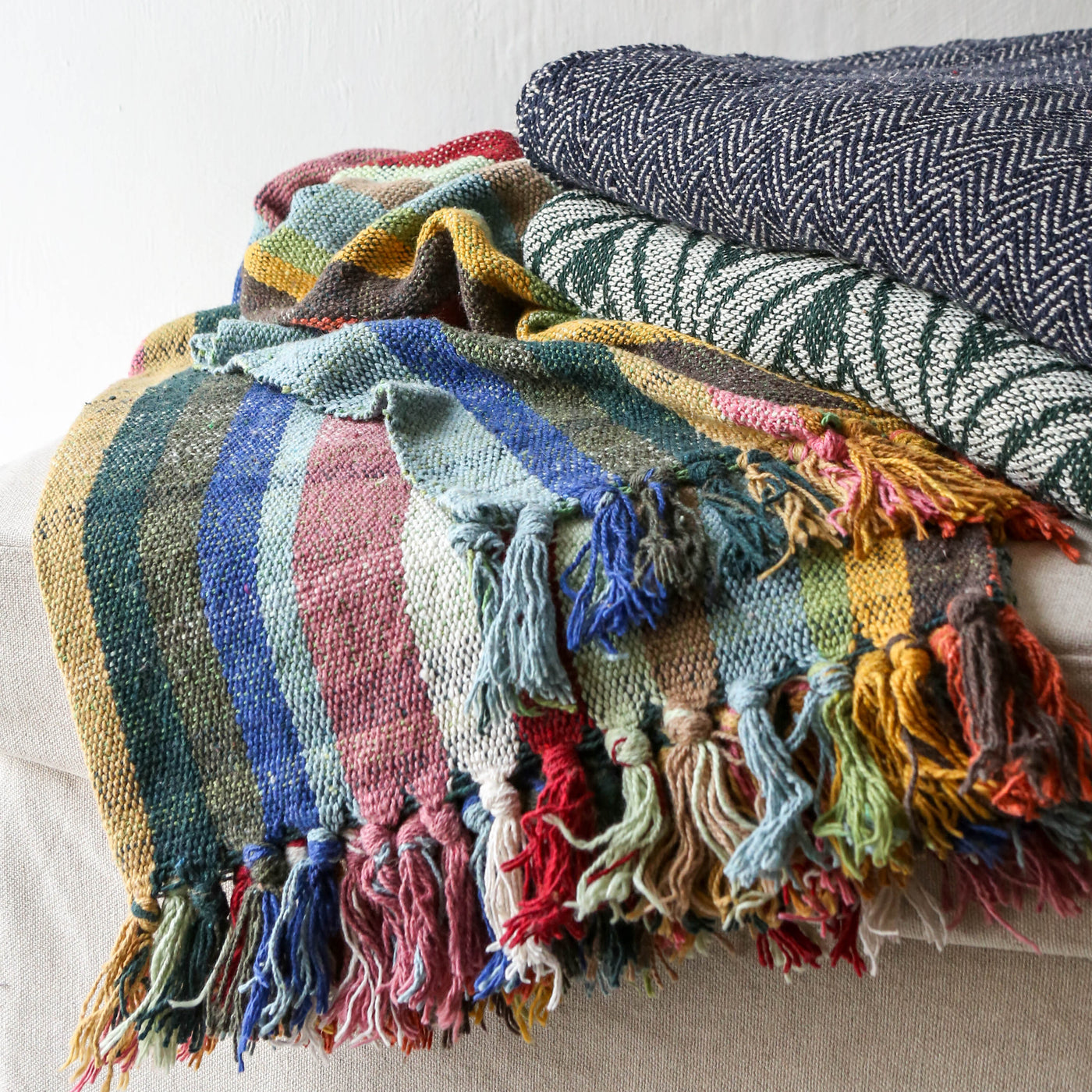 Elmy Recycled Cotton Throw - Orange