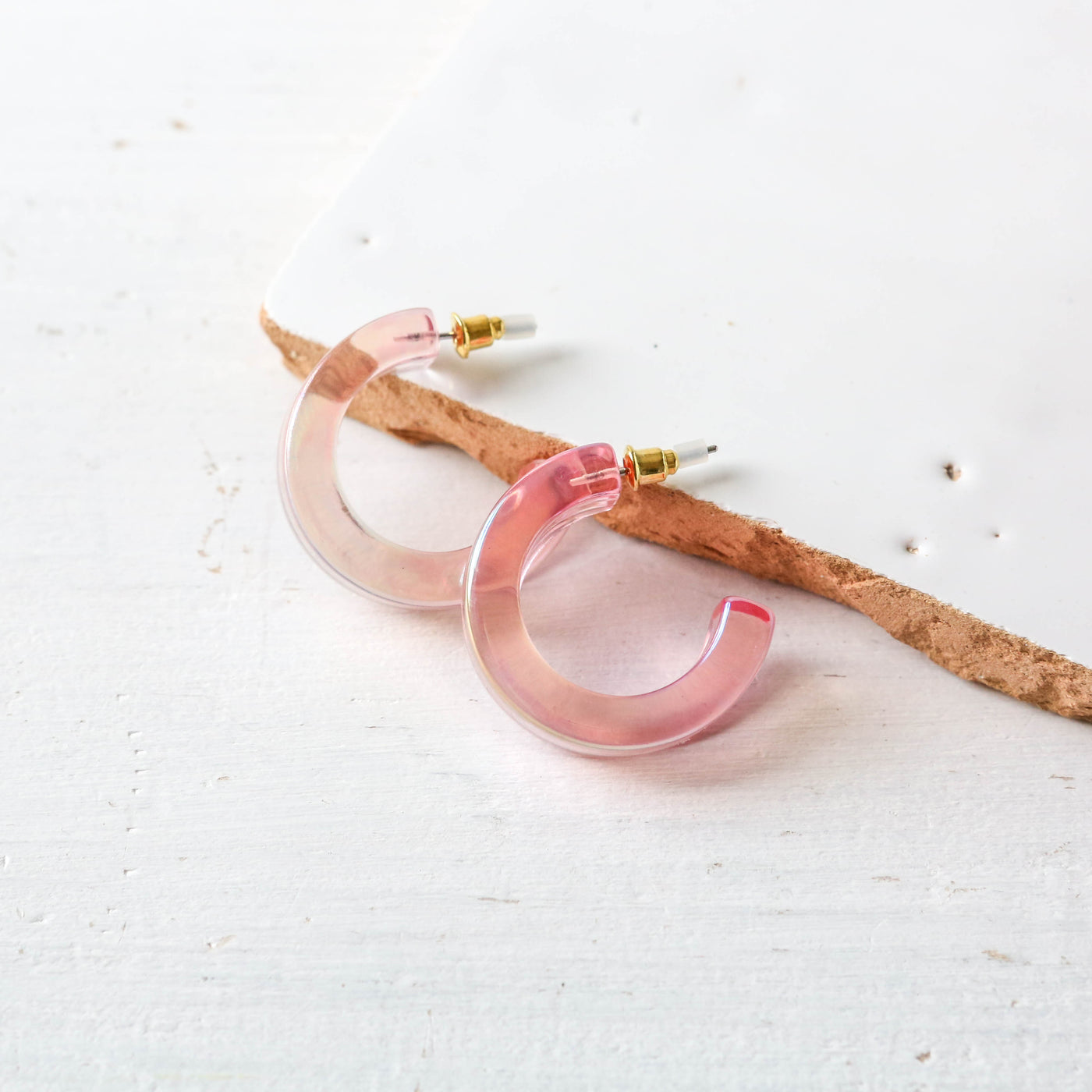 Celia Two Tone Resin Hoop Earrings