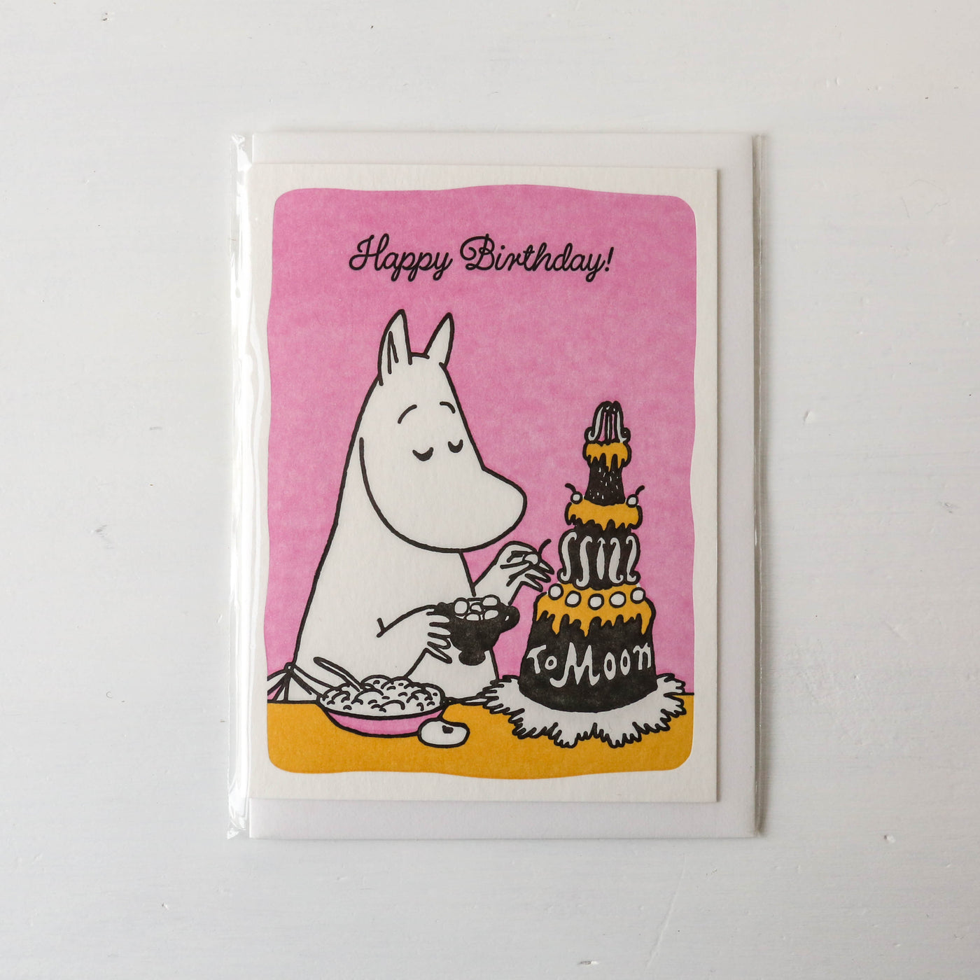 Moomin Birthday Cake Letterpress Greetings Card
